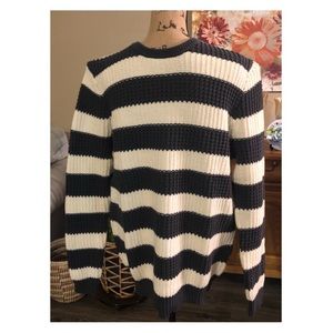 NEW ROLLA’S Mens Crew Knit Dark Gray Striped Sweater